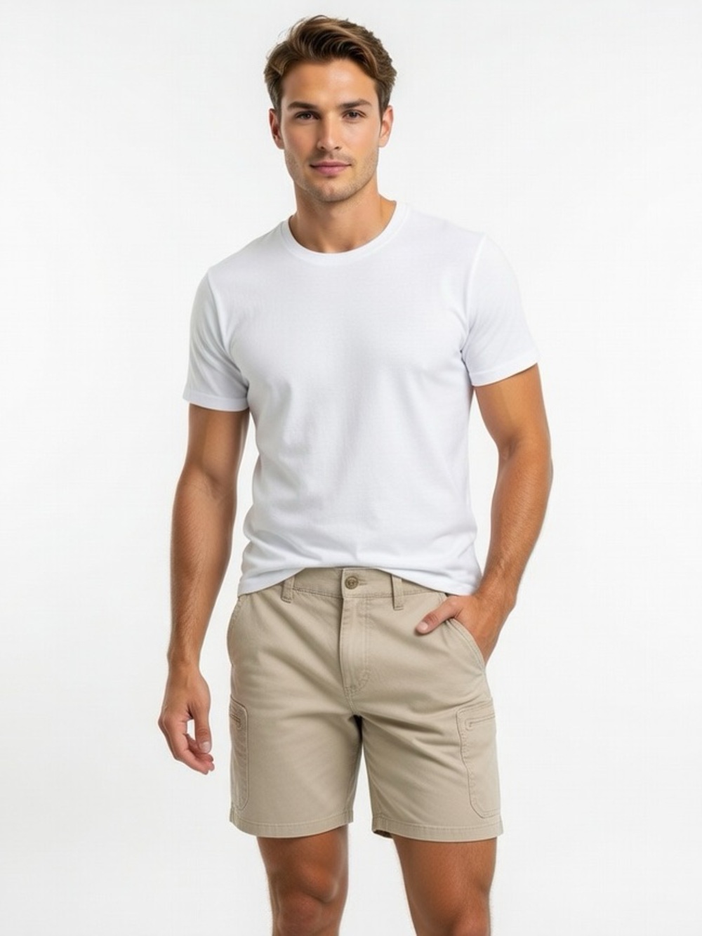 Huk Men's Tan Cargo Shorts with Zip Pocket